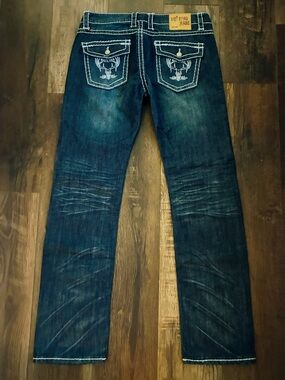 Embroidered WhiteTail Flap Pocket Women’s Dark Wash Western Jeans Sz 32